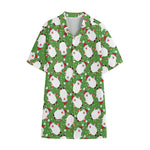 Cartoon Santa Claus Pattern Print Cotton Hawaiian Shirt