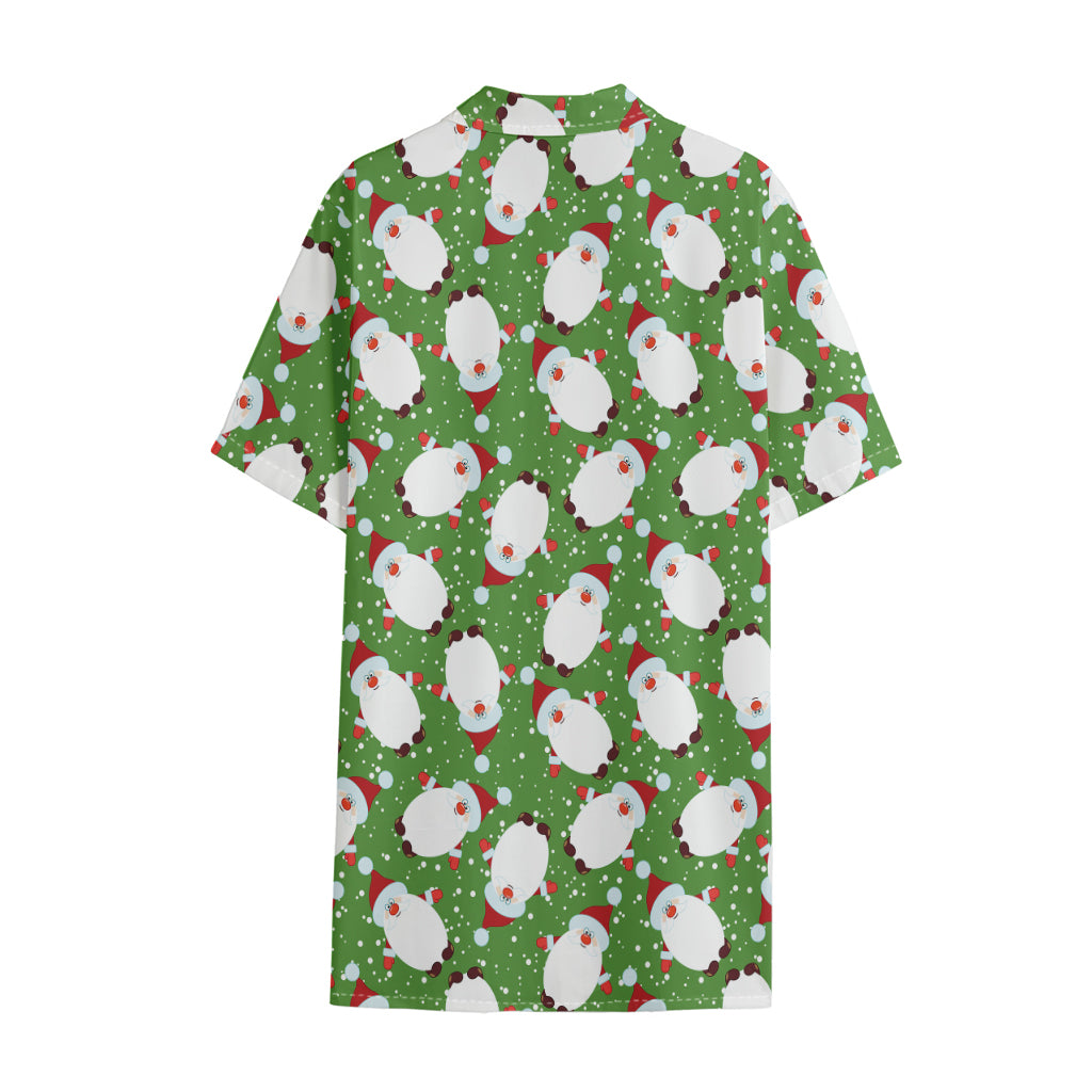 Cartoon Santa Claus Pattern Print Cotton Hawaiian Shirt
