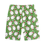Cartoon Santa Claus Pattern Print Cotton Shorts
