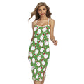 Cartoon Santa Claus Pattern Print Cross Back Cami Dress
