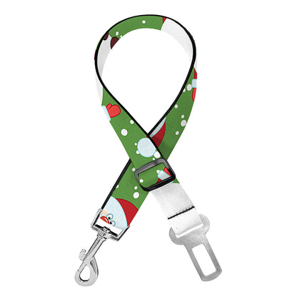 Cartoon Santa Claus Pattern Print Dog Seat Belt