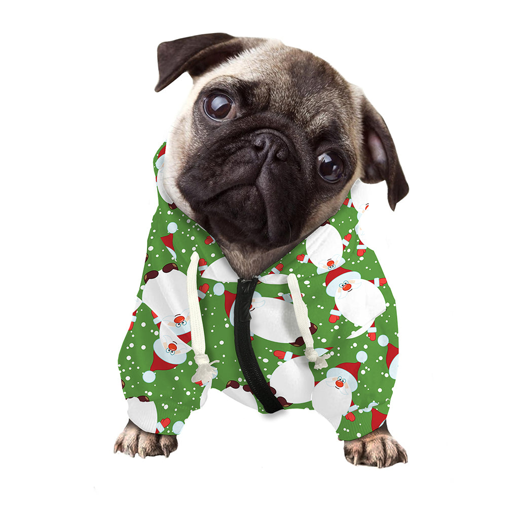 Cartoon Santa Claus Pattern Print Dog Zip Up Hoodie