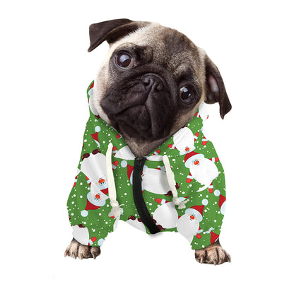 Cartoon Santa Claus Pattern Print Dog Zip Up Hoodie