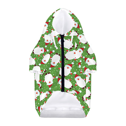 Cartoon Santa Claus Pattern Print Dog Zip Up Hoodie