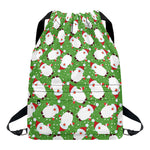 Cartoon Santa Claus Pattern Print Drawstring Backpack