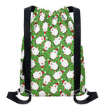 Cartoon Santa Claus Pattern Print Drawstring Backpack