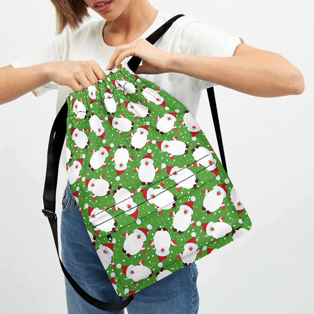 Cartoon Santa Claus Pattern Print Drawstring Backpack