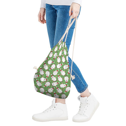 Cartoon Santa Claus Pattern Print Drawstring Bag