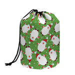 Cartoon Santa Claus Pattern Print Drawstring Makeup Bag