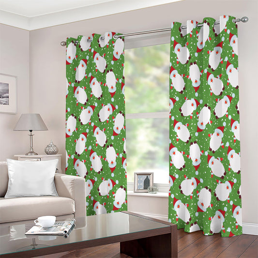 Cartoon Santa Claus Pattern Print Extra Wide Grommet Curtains