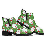 Cartoon Santa Claus Pattern Print Flat Ankle Boots