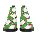 Cartoon Santa Claus Pattern Print Flat Ankle Boots