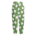Cartoon Santa Claus Pattern Print Fleece Lined Knit Pants