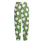 Cartoon Santa Claus Pattern Print Fleece Lined Knit Pants