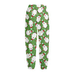 Cartoon Santa Claus Pattern Print Fleece Lined Knit Pants