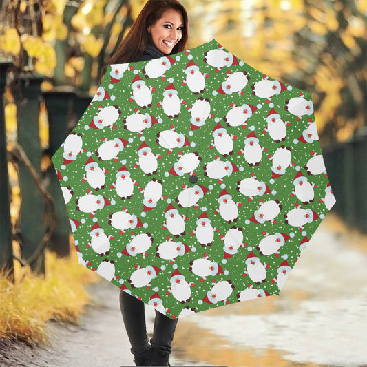 Cartoon Santa Claus Pattern Print Foldable Umbrella