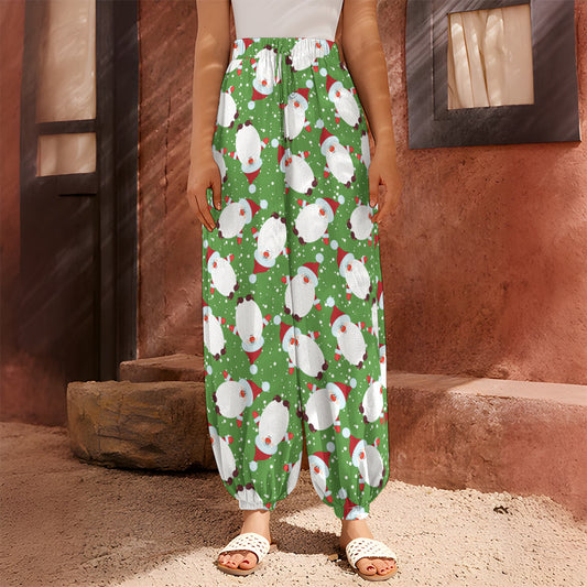 Cartoon Santa Claus Pattern Print Harem Pants