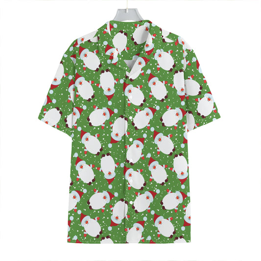 Cartoon Santa Claus Pattern Print Hawaiian Shirt