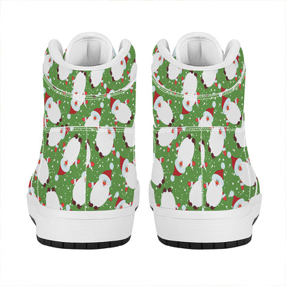 Cartoon Santa Claus Pattern Print High Top Leather Sneakers