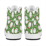 Cartoon Santa Claus Pattern Print High Top Leather Sneakers