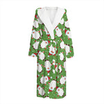 Cartoon Santa Claus Pattern Print Hooded Bathrobe