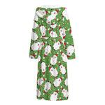 Cartoon Santa Claus Pattern Print Hooded Bathrobe