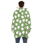 Cartoon Santa Claus Pattern Print Hoodie Blanket