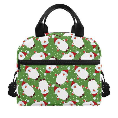 Cartoon Santa Claus Pattern Print Insulated Lunch Bag