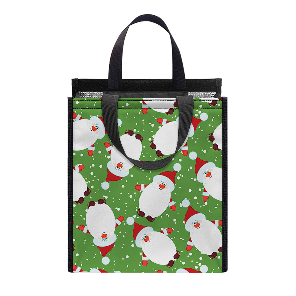Cartoon Santa Claus Pattern Print Insulated Lunch Tote