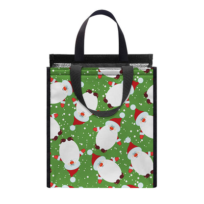 Cartoon Santa Claus Pattern Print Insulated Lunch Tote