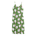 Cartoon Santa Claus Pattern Print Jersey Midi Cami Dress
