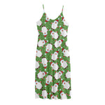 Cartoon Santa Claus Pattern Print Jersey Midi Cami Dress