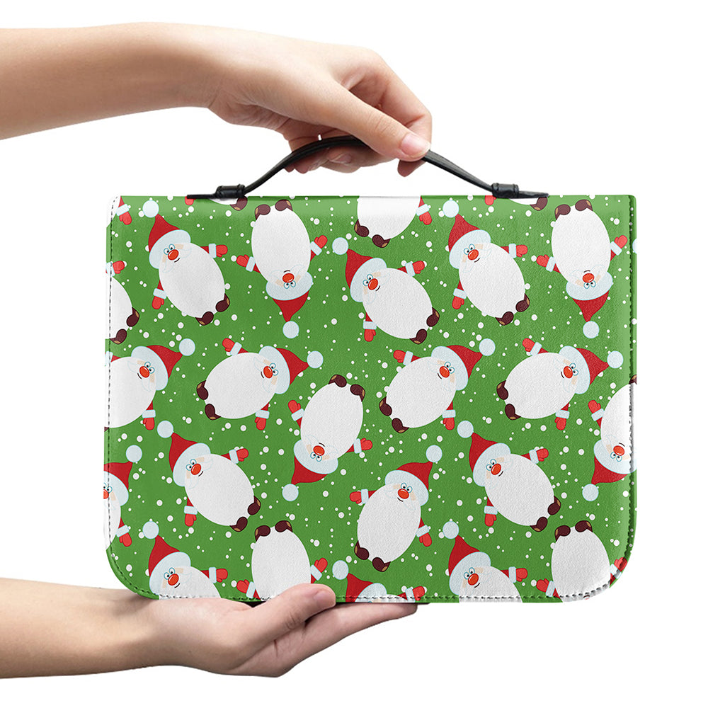 Cartoon Santa Claus Pattern Print Leather Bible Cover