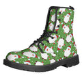 Cartoon Santa Claus Pattern Print Lace-Up Boots