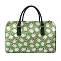 Cartoon Santa Claus Pattern Print Leather Duffel Bag