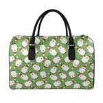 Cartoon Santa Claus Pattern Print Leather Duffle Bag