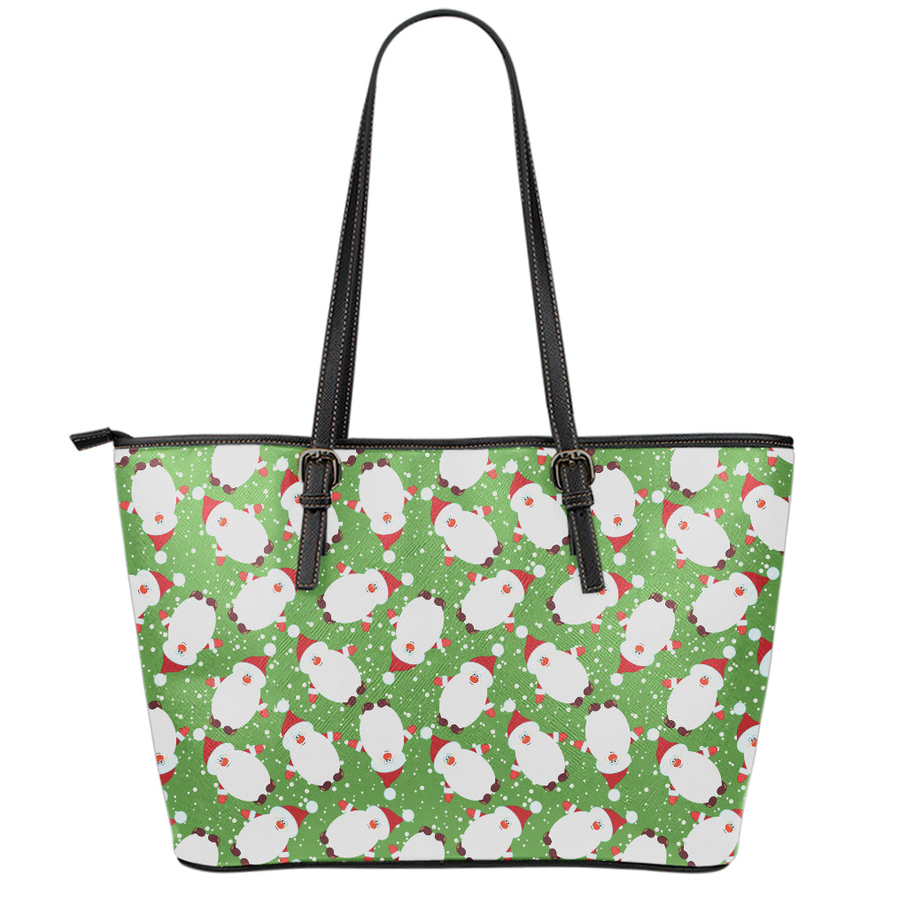 Cartoon Santa Claus Pattern Print Leather Tote Bag