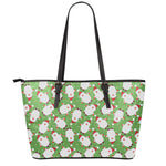 Cartoon Santa Claus Pattern Print Leather Tote Bag