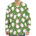 Cartoon Santa Claus Pattern Print Long Sleeve Baseball Jersey