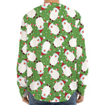 Cartoon Santa Claus Pattern Print Long Sleeve Baseball Jersey