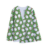 Cartoon Santa Claus Pattern Print Long Sleeve Short Coat