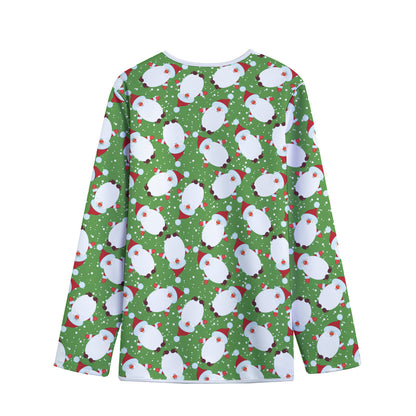 Cartoon Santa Claus Pattern Print Long Sleeve Short Coat