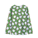 Cartoon Santa Claus Pattern Print Long Sleeve Short Coat