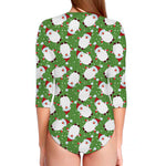 Cartoon Santa Claus Pattern Print Long Sleeve Swimsuit