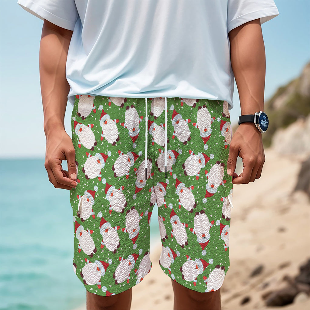 Cartoon Santa Claus Pattern Print Men's Cargo Shorts