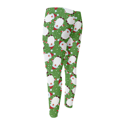 Cartoon Santa Claus Pattern Print Men's Compression Pants