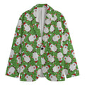 Cartoon Santa Claus Pattern Print Men's Cotton Blazer