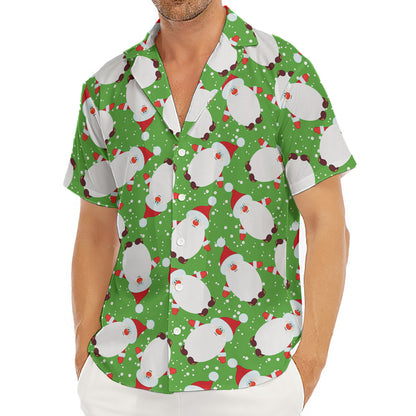 Cartoon Santa Claus Pattern Print Men's Deep V-Neck Shirt