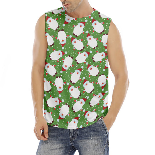 Cartoon Santa Claus Pattern Print Men's Fitness Tank Top