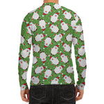 Cartoon Santa Claus Pattern Print Men's Long Sleeve Rash Guard